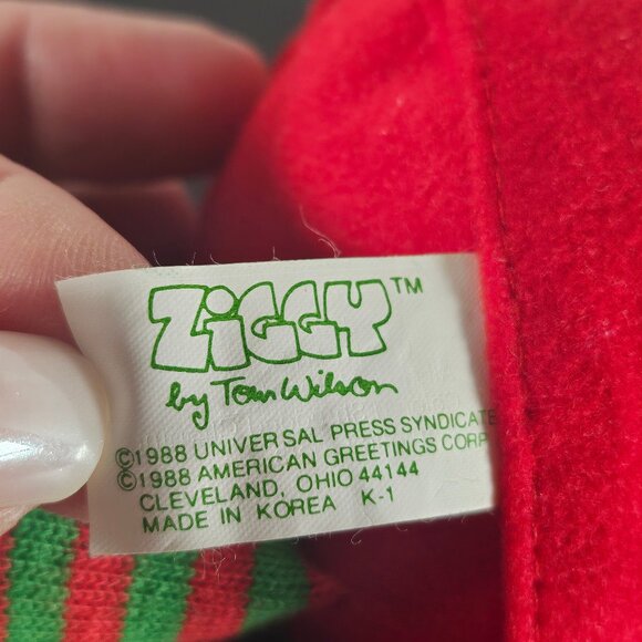 1988 Ziggy Christmas Merry Everything Plush Doll In His Pajamas Green And Red - Picture 2 of 10